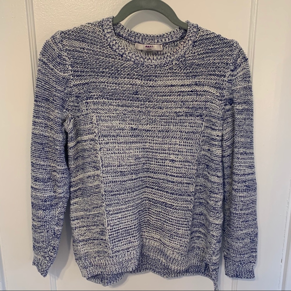Alia Petite Blue and White Marble Knit Sweater